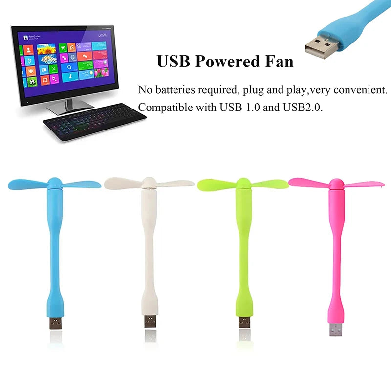 24 Pcs USB Fan Portable Ventilador Flexible Cooling Fan for Power USB Fan for Computer