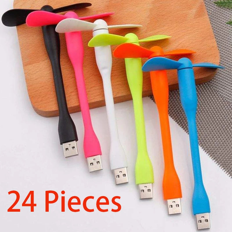24 Pcs USB Fan Portable Ventilador Flexible Cooling Fan for Power USB Fan for Computer
