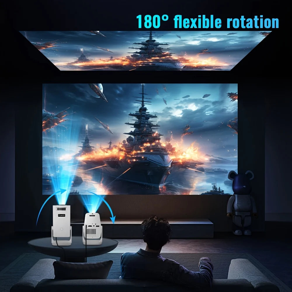 Mini 1 Portable 4K Projector 180° Adjustable 100" Screen USB Phone Sync Ultra-Short Focus 50-99 Brightness Great Gift for Kids