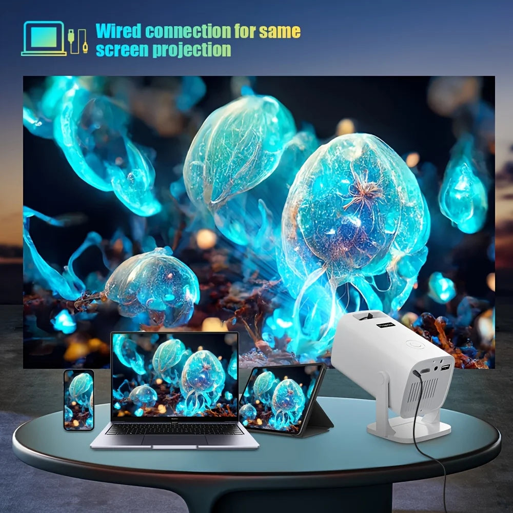 Mini 1 Portable 4K Projector 180° Adjustable 100" Screen USB Phone Sync Ultra-Short Focus 50-99 Brightness Great Gift for Kids